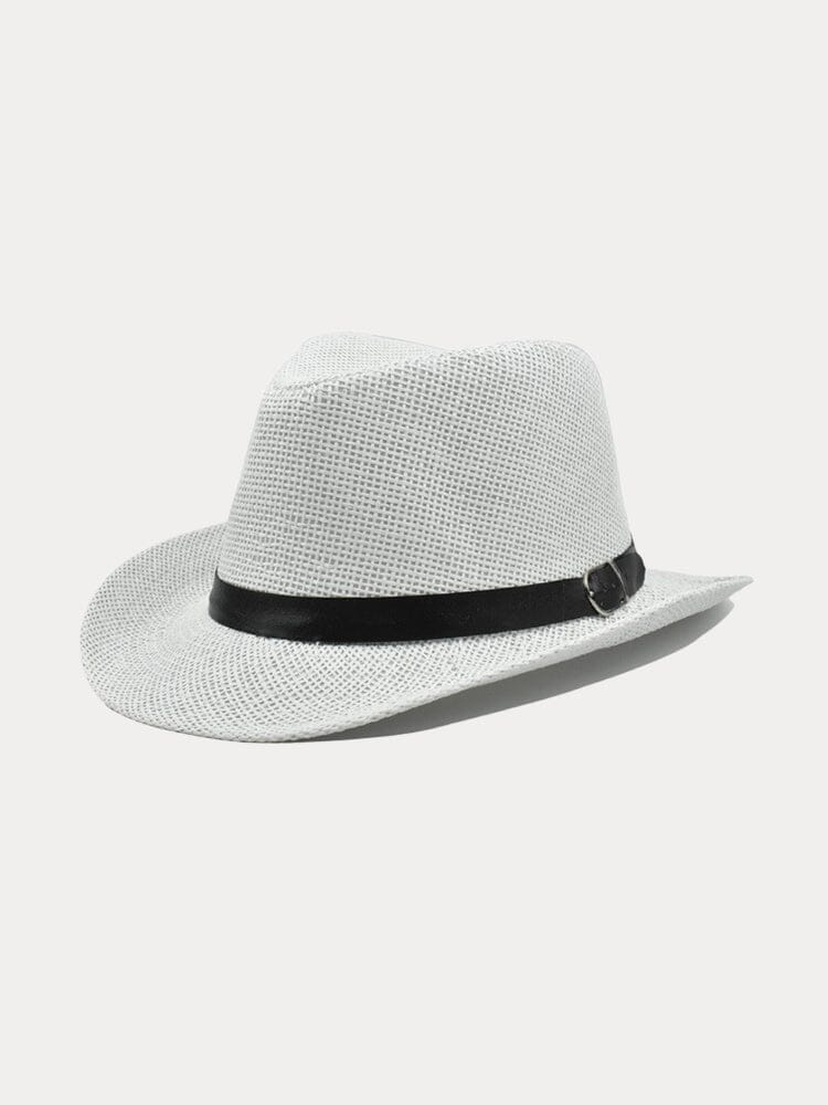 Western Cowboy Woven Straw Hat Hat coofandy White F(56-58) 
