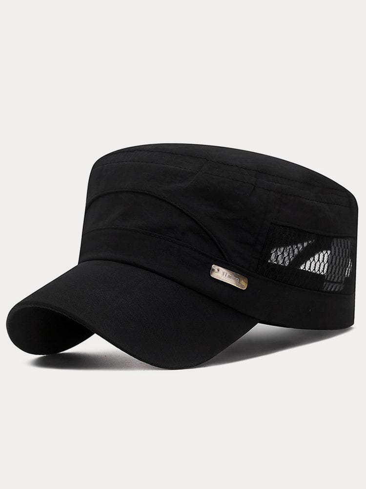 Breathable Mesh Flat Top Cap Hat coofandystore Black One Size 