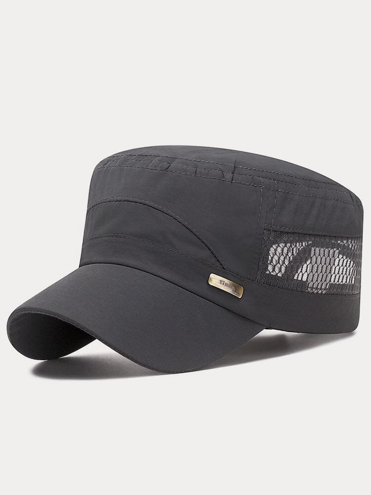 Breathable Mesh Flat Top Cap Hat coofandystore Dark Grey One Size 