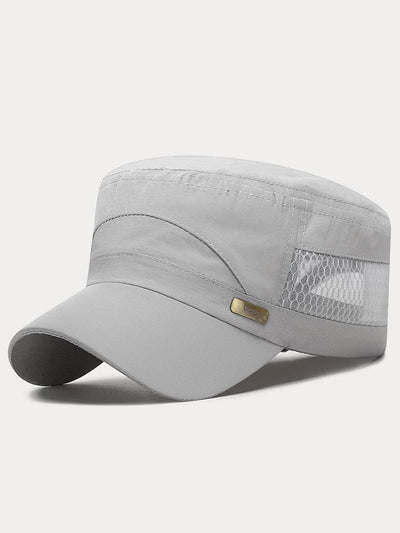 Breathable Mesh Flat Top Cap Hat coofandystore Light Grey One Size 