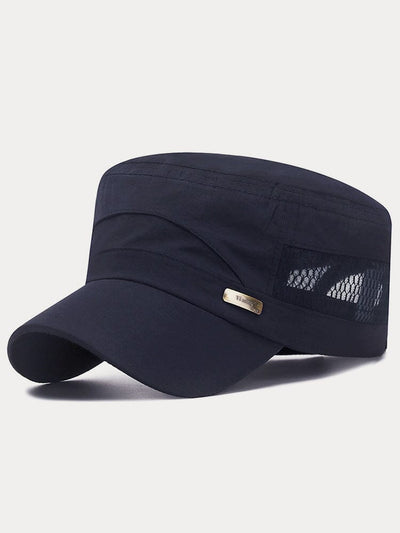 Breathable Mesh Flat Top Cap Hat coofandystore Navy Blue One Size 