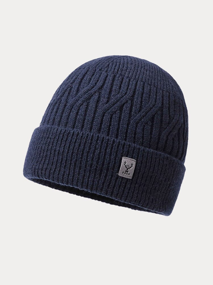 Minimalist Fleece Lined Knit Beanie Accessories coofandystore Navy Blue One Size 