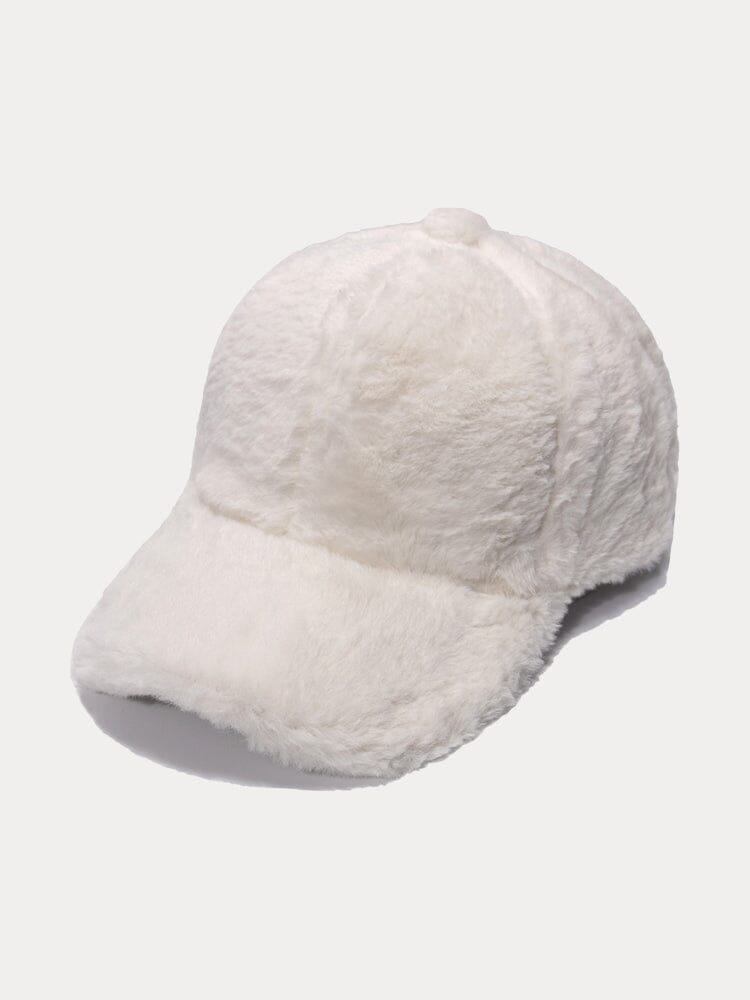 Comfy Faux Fur Baseball Cap Accessories coofandystore White One Size 