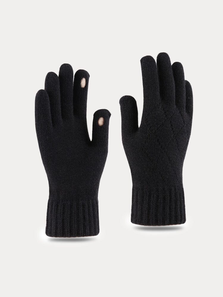 Cable Knit Touch Screen Glove Accessories coofandystore Black One Size 