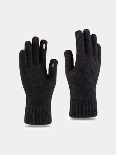 Cable Knit Touch Screen Glove Accessories coofandystore Dark Grey One Size 