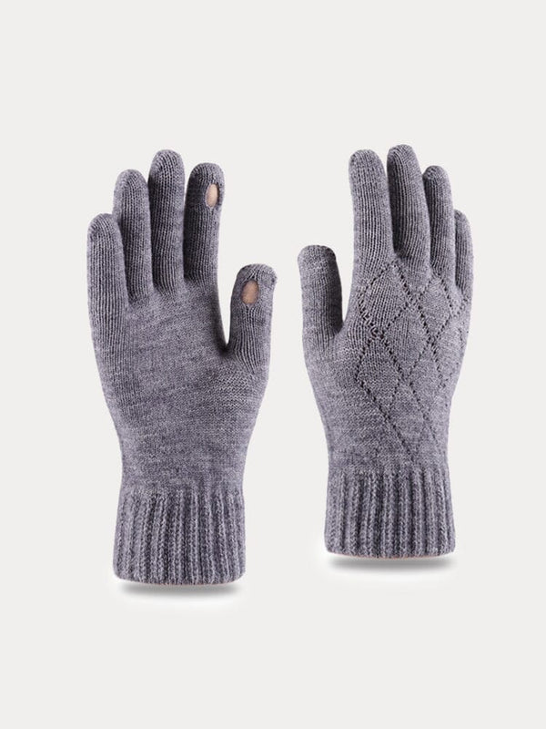 Cable Knit Touch Screen Glove Accessories coofandystore Light Grey One Size 