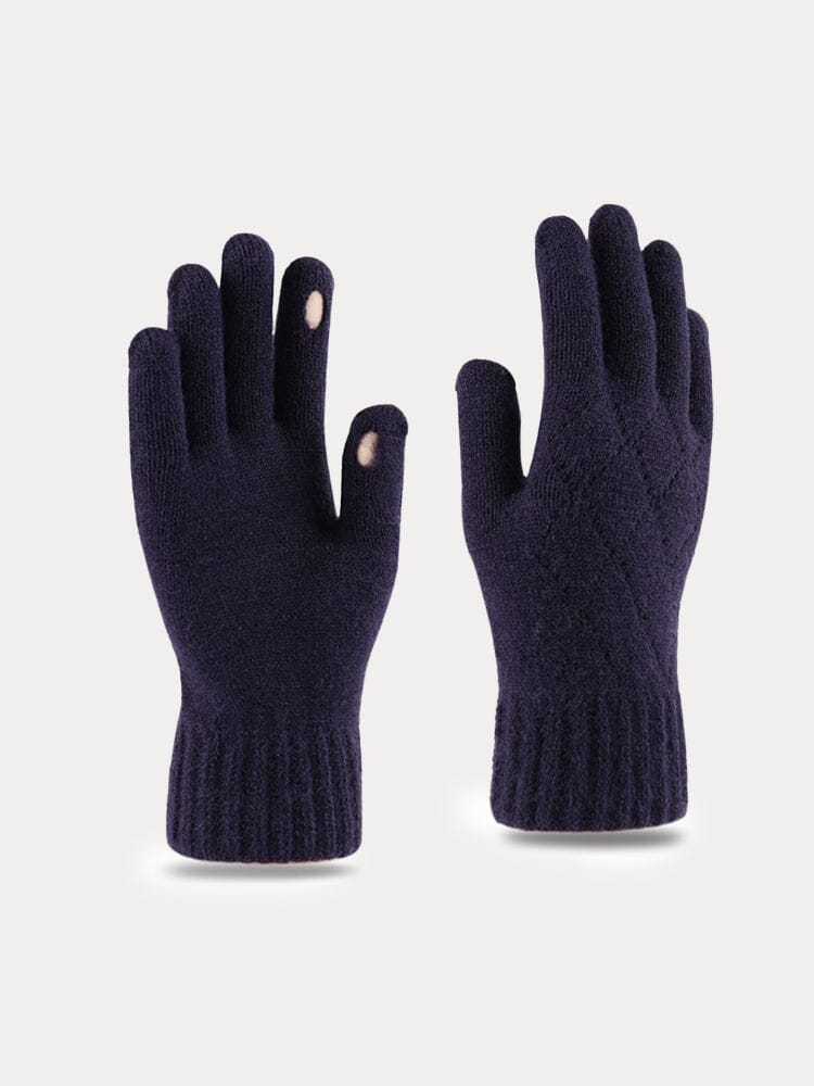 Cable Knit Touch Screen Glove Accessories coofandystore Navy Blue One Size 