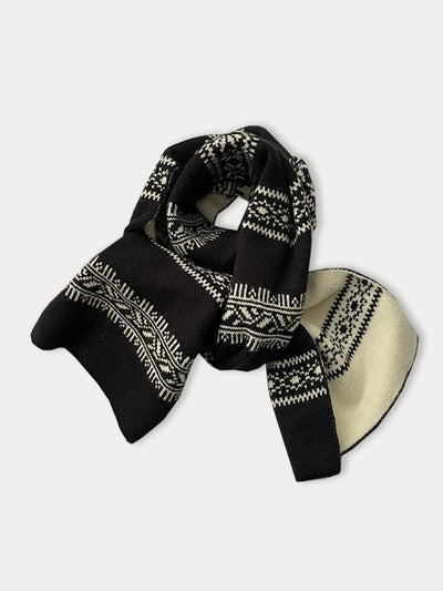 Fashion Jacquard Knit Scarf Scarf coofandy Black One Size 