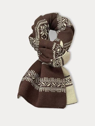 Fashion Jacquard Knit Scarf Scarf coofandy Brown One Size 