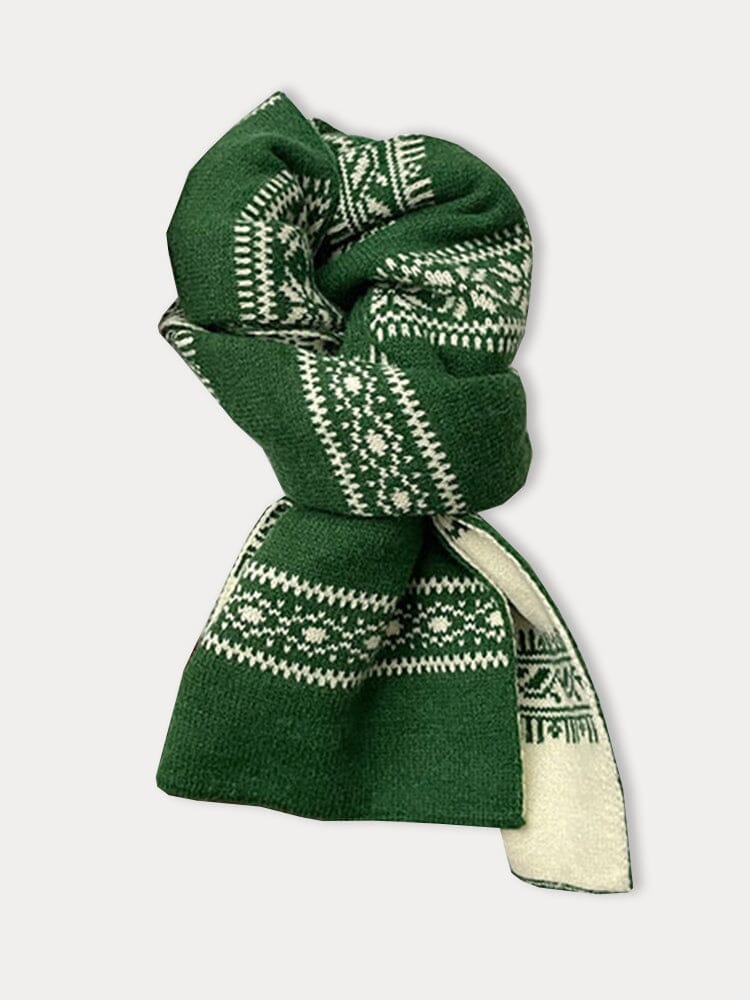 Fashion Jacquard Knit Scarf Scarf coofandy Green One Size 