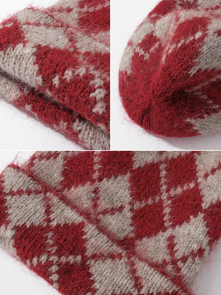 Comfy Checkered Knit Beanie Accessories coofandystore 