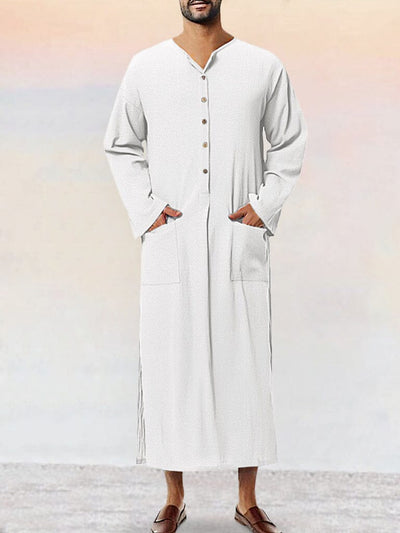 Soft Loose Fit Cotton Linen Robe Robe coofandy White S 