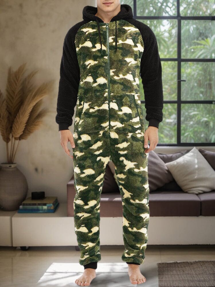 Comfy Flannel Plaid Jumpsuit Jumpsuit coofandy Camo S 