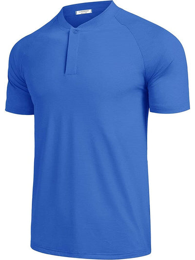 Short Sleeve Collarless Golf Polo Shirts (US Only) Polos Coofandy's Blue S 