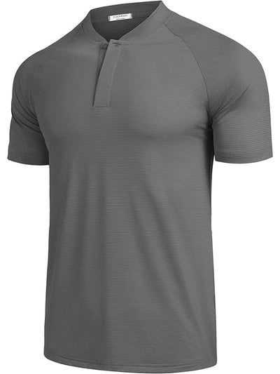 Short Sleeve Collarless Golf Polo Shirts (US Only) Polos Coofandy's Grey S 