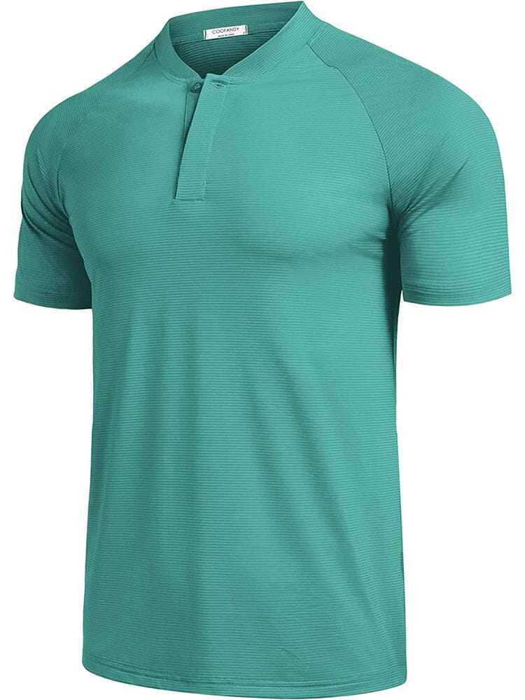 Short Sleeve Collarless Golf Polo Shirts (US Only) Polos Coofandy's Green S 