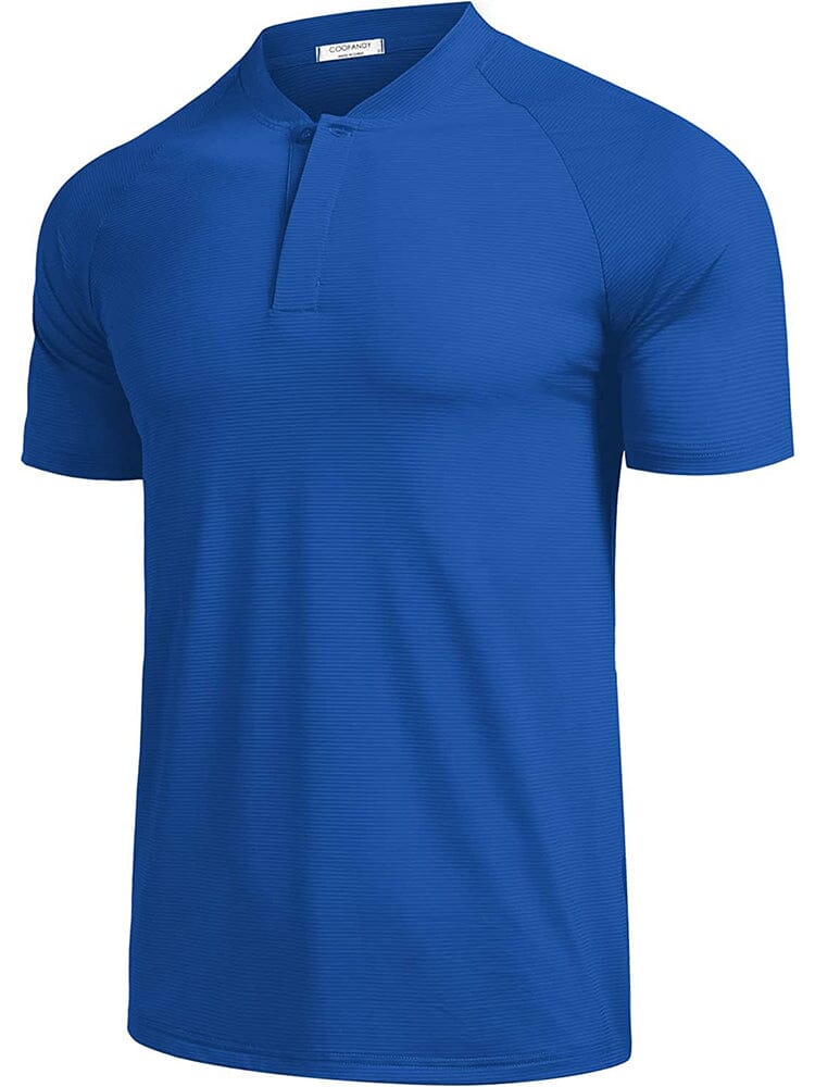 Short Sleeve Collarless Golf Polo Shirts (US Only) Polos Coofandy's Royal Blue S 