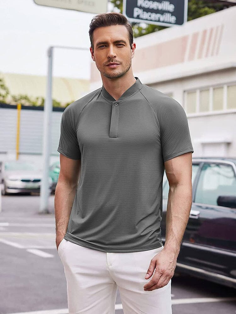 Short Sleeve Collarless Golf Polo Shirts (US Only) Polos Coofandy's 