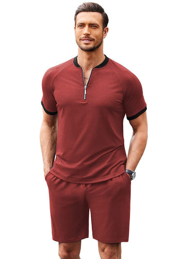 Loose Fit Soft Tracksuit Set (US Only) Sports Set coofandy Red S 