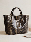 Spacious Snakeskin Print Tote Bag