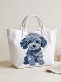 Fashion Denim-Print Tote Bag