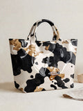 Spacious Snakeskin Print Tote Bag