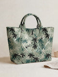 Tropical Palm & Floral Print Tote Bag