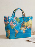 World Map & Scenic Landscape Tote Bag