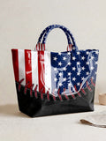 Patriotic American Flag Print Tote