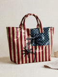 Patriotic American Flag Print Tote