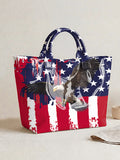 Patriotic American Flag Print Tote