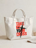 Christian Bible Verse Slogan Print Tote Bag