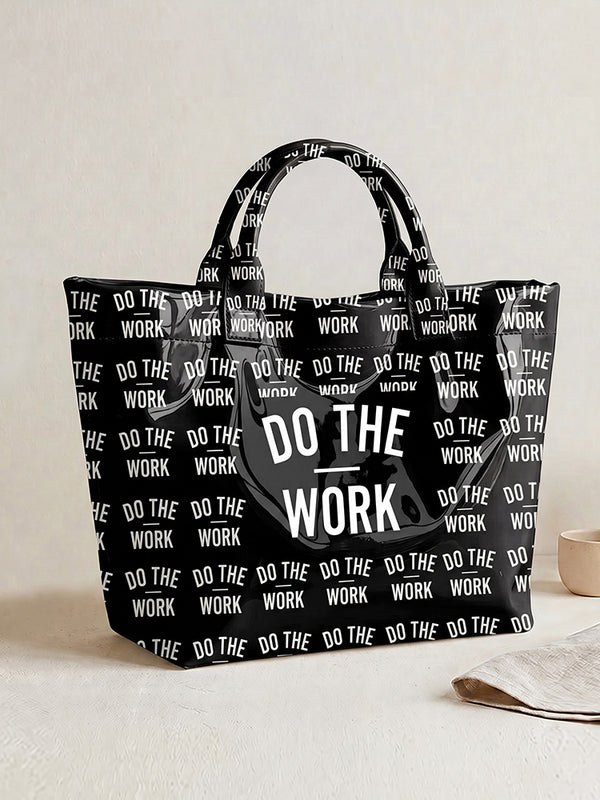 "DO THE WORK" Motivational Letter Print Tote Bag