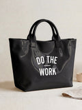 "DO THE WORK" Motivational Letter Print Tote Bag