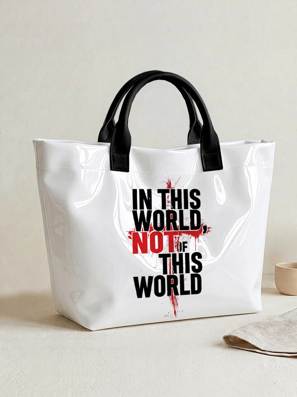 Christian Bible Verse Slogan Print Tote Bag