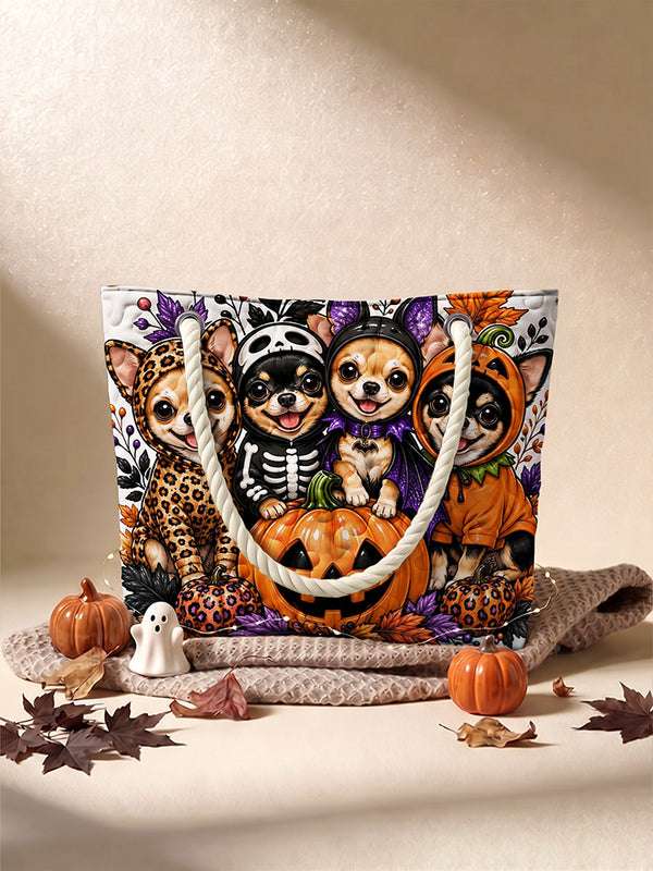 Halloween Pets Quilted Tote Bag