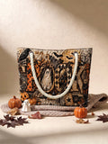 Vintage Spooky Halloween Quilted Tote Bag