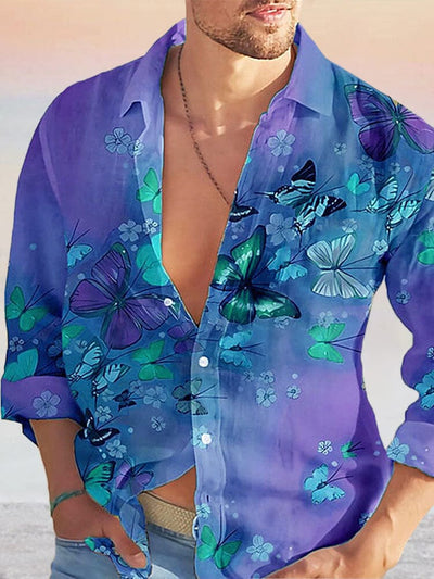 Casual Printed Beach Shirt Shirts coofandystore Long Sleeve-Blue S 