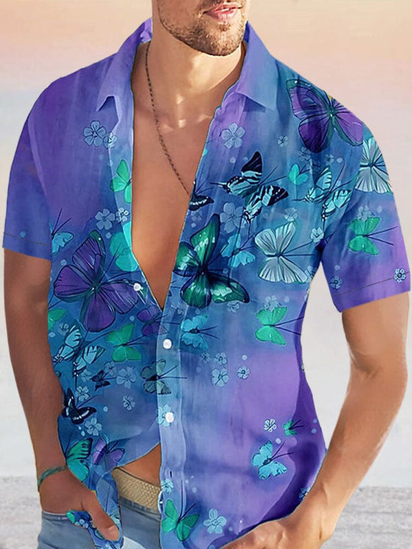 Casual Printed Beach Shirt Shirts coofandystore Short Sleeve-Blue S 