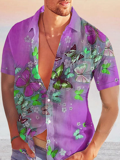 Casual Printed Beach Shirt Shirts coofandystore Short Sleeve-Purple S 