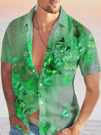 Casual Printed Beach Shirt Shirts coofandystore Short Sleeve-Light Green S 