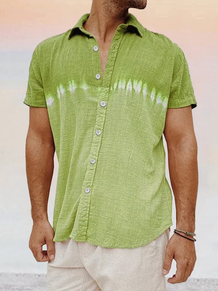 Casual Soft Splicing Cotton Linen Shirt Shirts coofandy Green S 