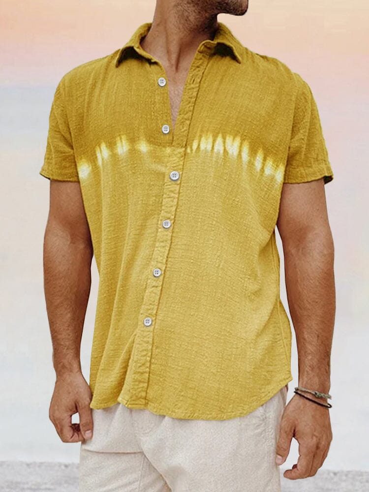 Casual Soft Splicing Cotton Linen Shirt Shirts coofandy Yellow S 