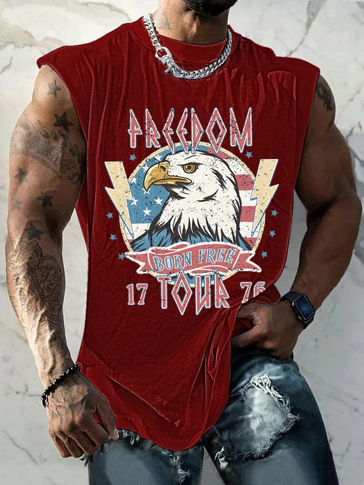 Casual Eagle Graphic Tank Top Tank Tops coofandy Red S 
