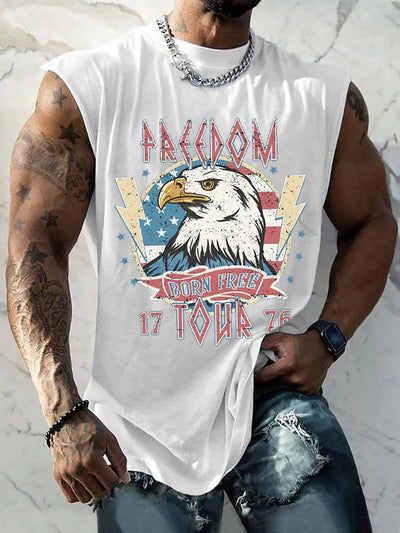 Casual Eagle Graphic Tank Top Tank Tops coofandy White S 