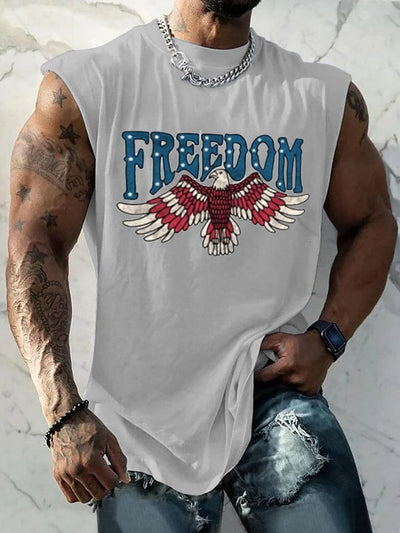 Loose Fit Eagle Printed Tank Top Tank Tops coofandy Pat2-Grey S 