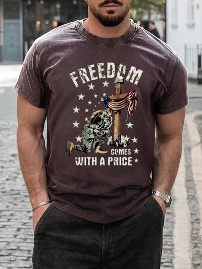 Freedom Graphic Tie Dye T-shirt T-shirt coofandystore Brown XL 