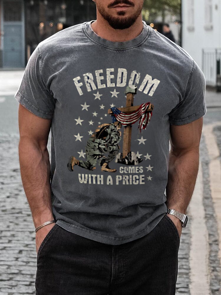 Freedom Graphic Tie Dye T-shirt T-shirt coofandystore Dark Grey S 