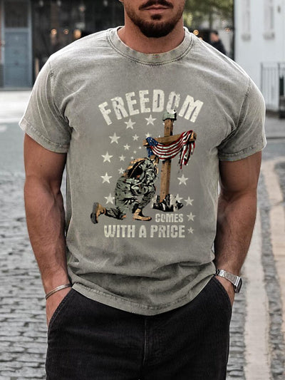 Freedom Graphic Tie Dye T-shirt T-shirt coofandystore Light Grey S 