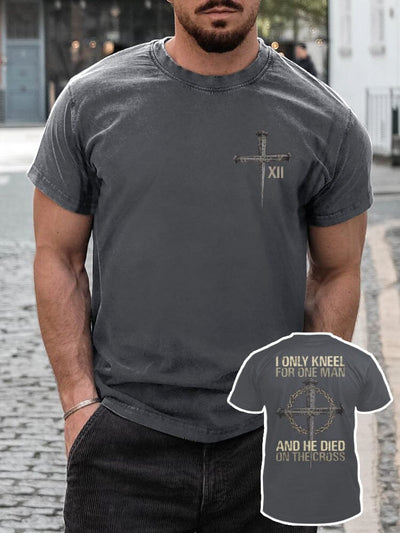 Casual Soft Crucifix Printed T-shirt T-shirt coofandy Dark Grey S 